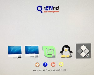 The DVD is helpfully identified by a DVD icon. Your rEFInd screen will not look identical to this.