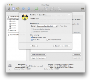 Disk utility's Burn interface